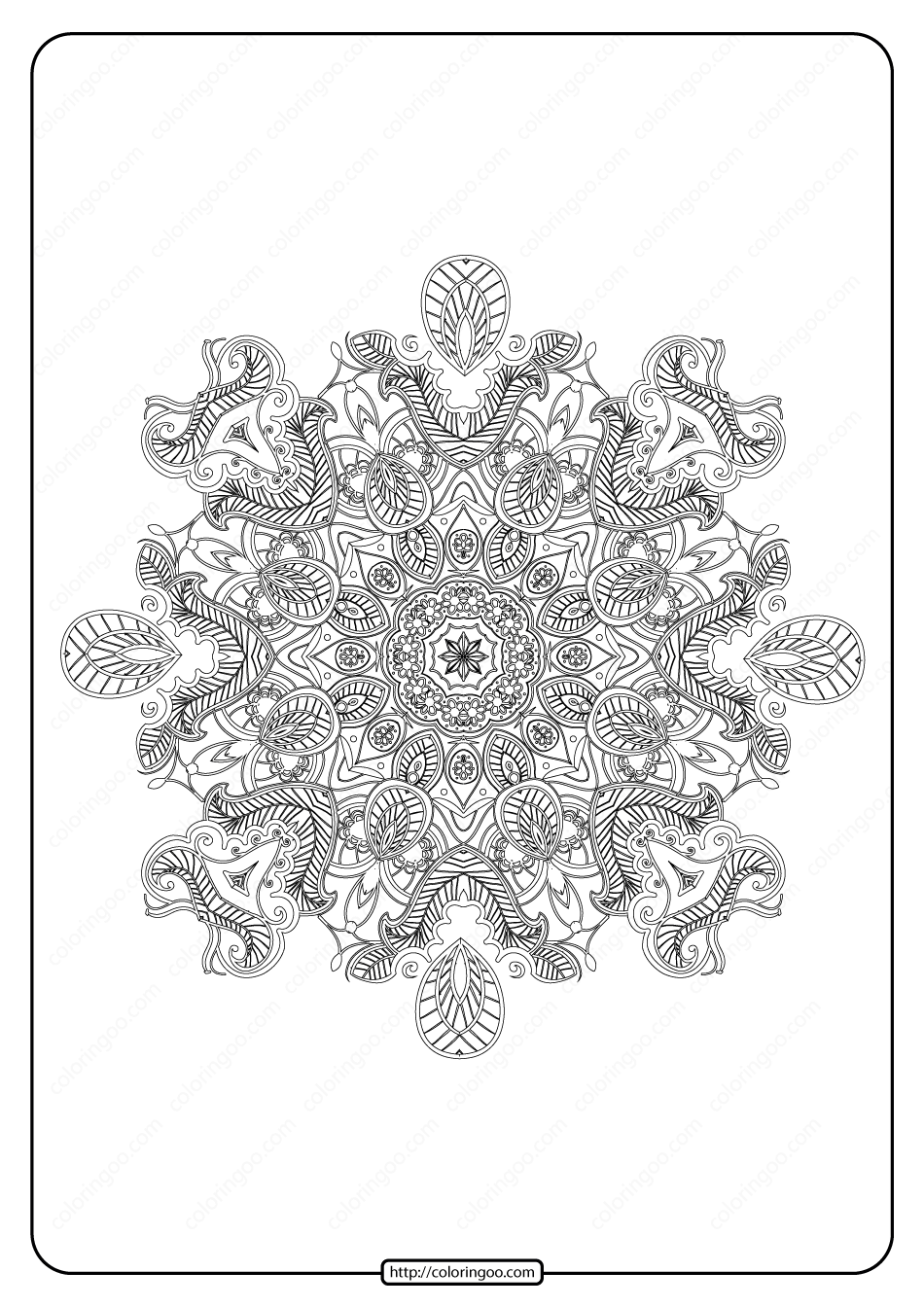 Free Printable Mandala Pattern Coloring Page 38