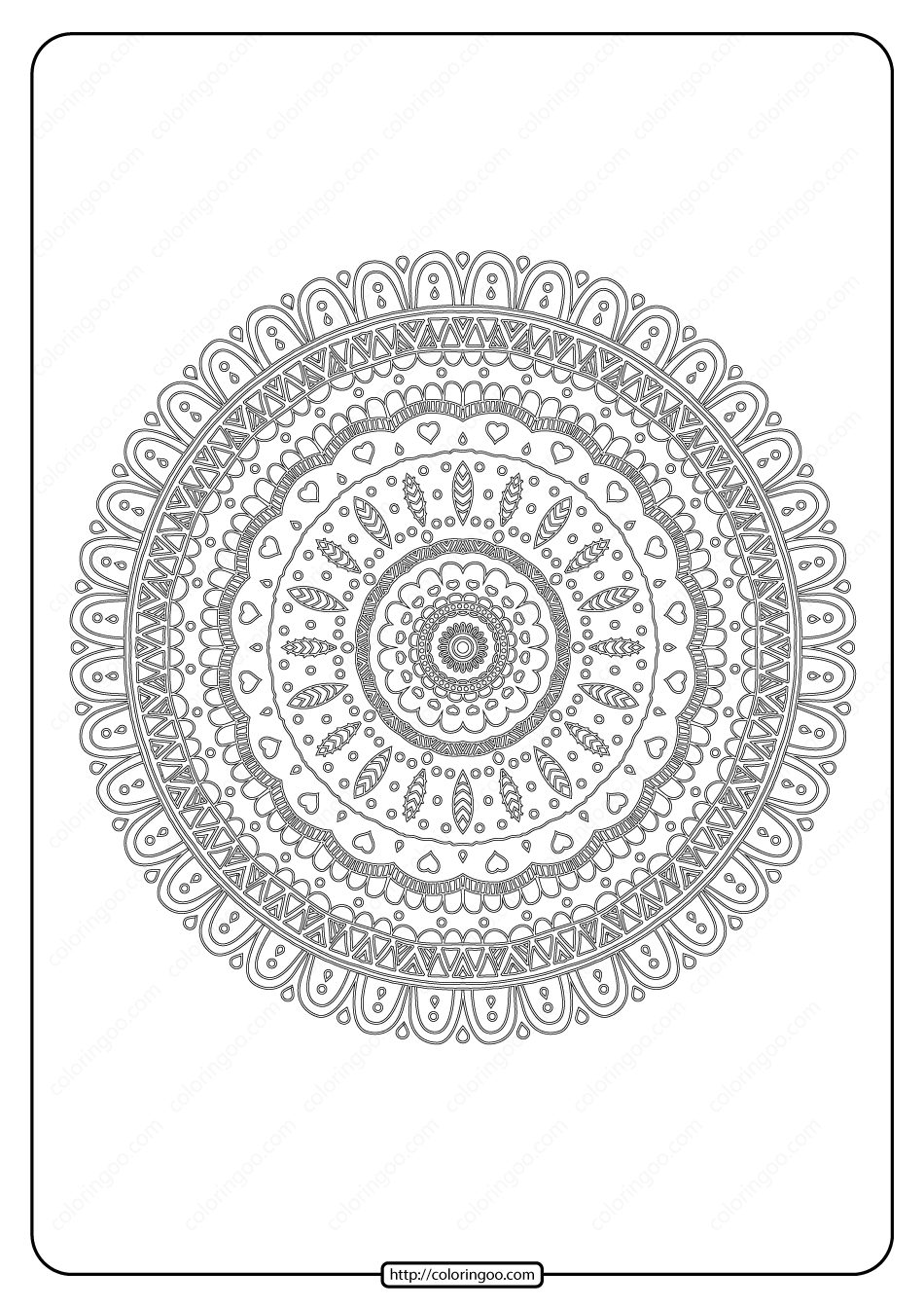 Free Printable Mandala Pattern Coloring Page 43