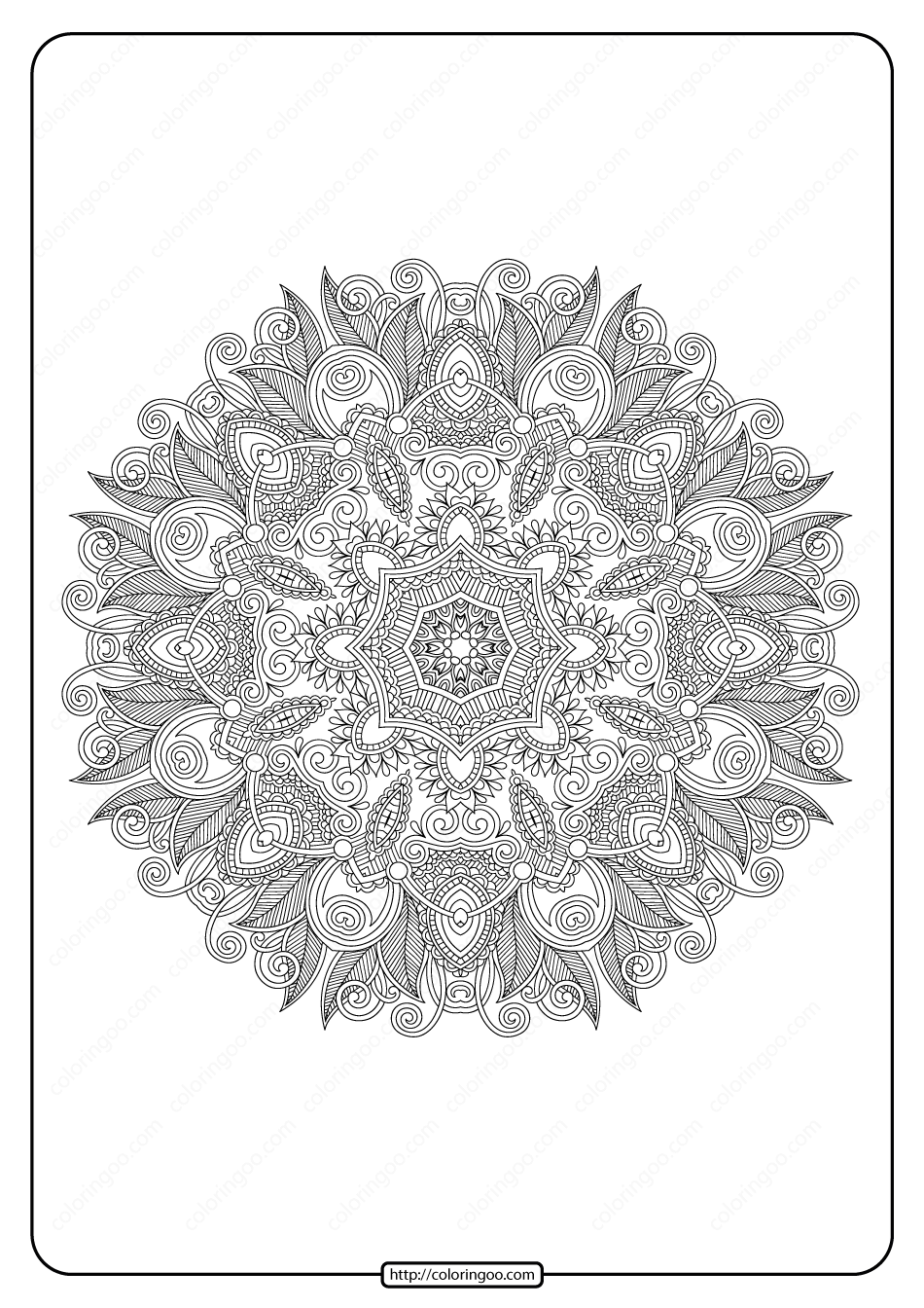Free Printable Mandala Pattern Coloring Page 48
