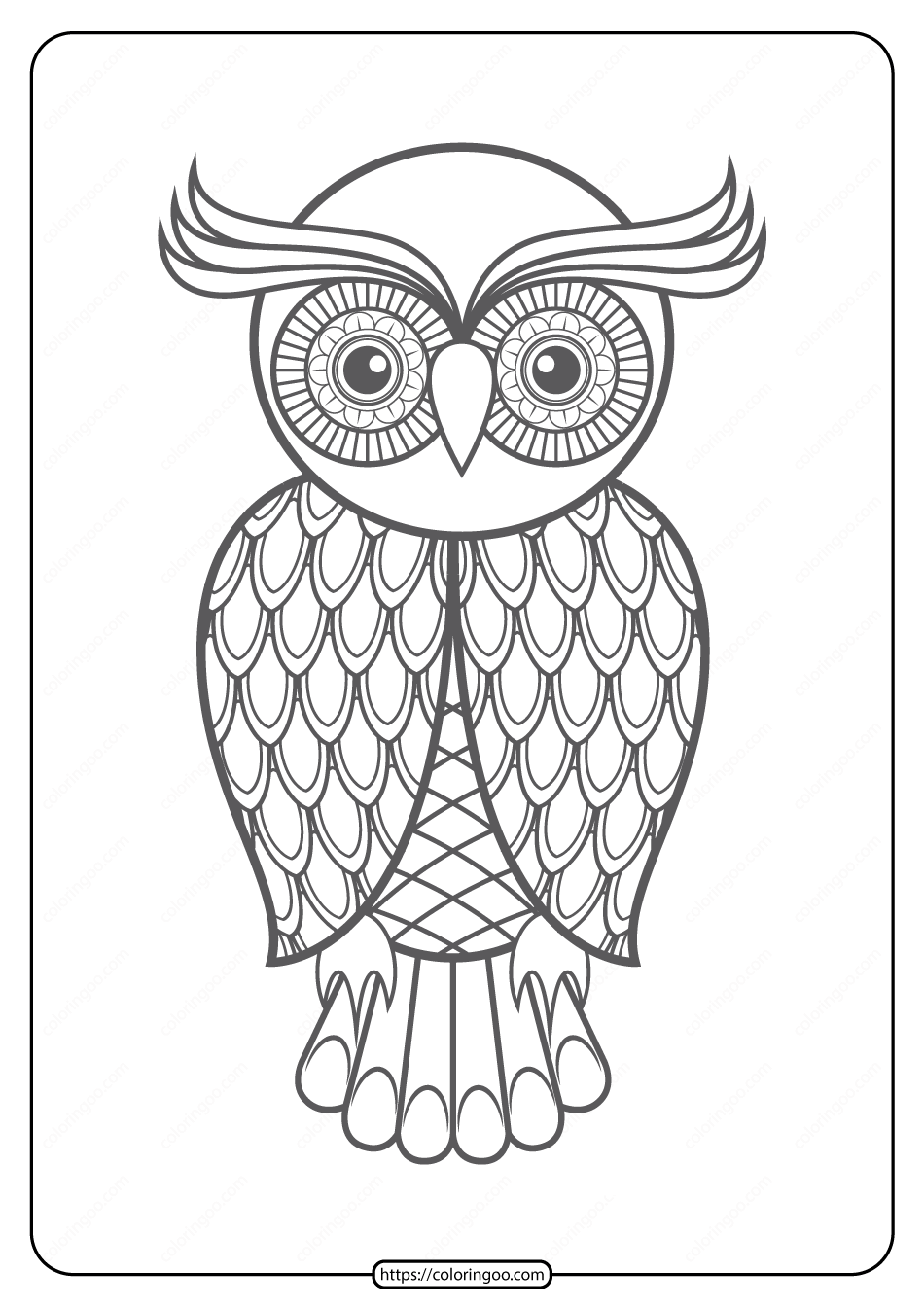 Free Printable Owl Pdf Animals Coloring Page 011
