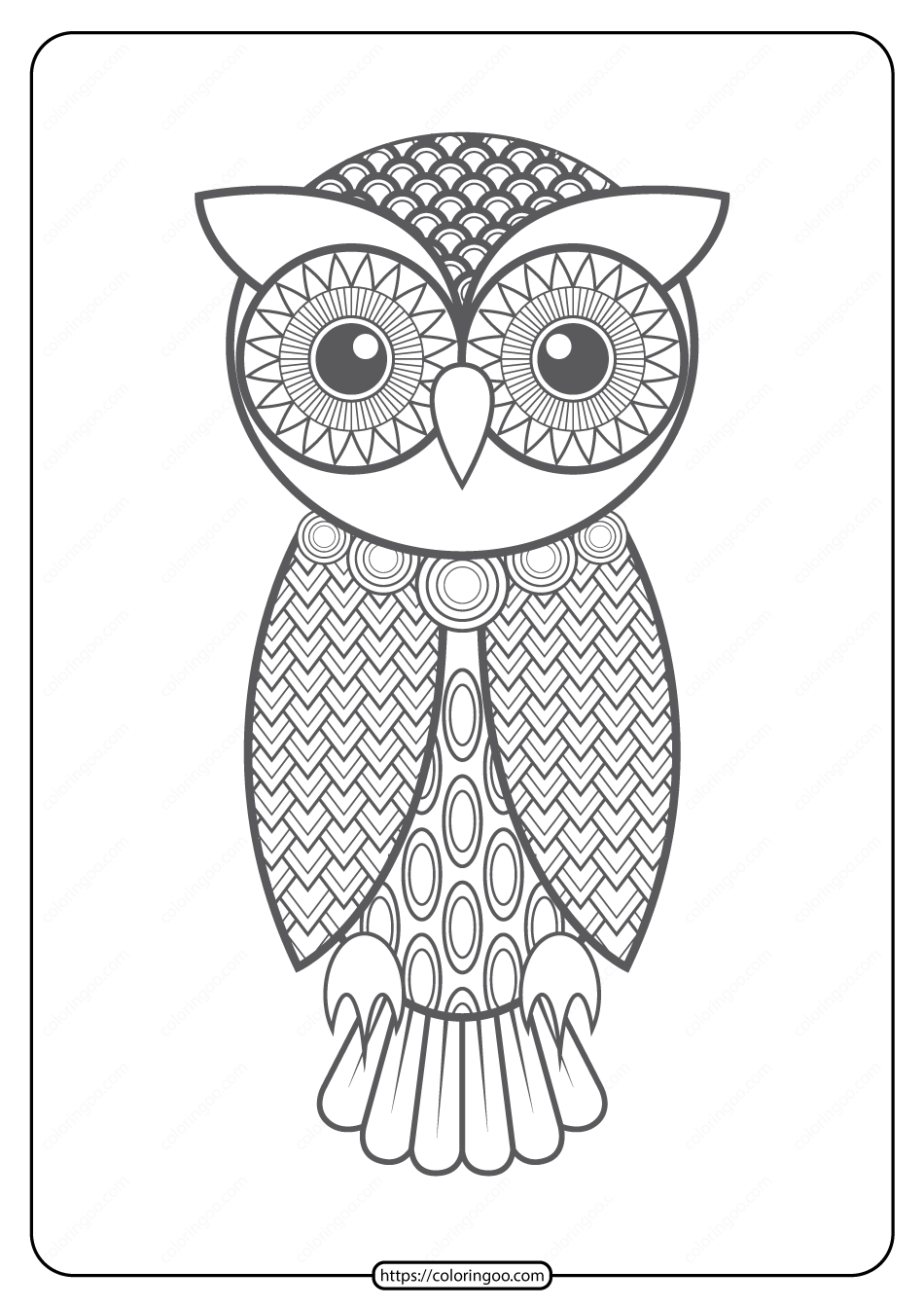 Free Printable Owl Pdf Animals Coloring Page 012