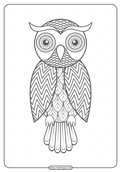 Free Printable Owl Pdf Animals Coloring Page 014