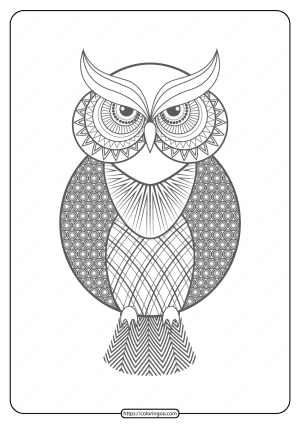 Free Printable Owl Pdf Animals Coloring Page 015