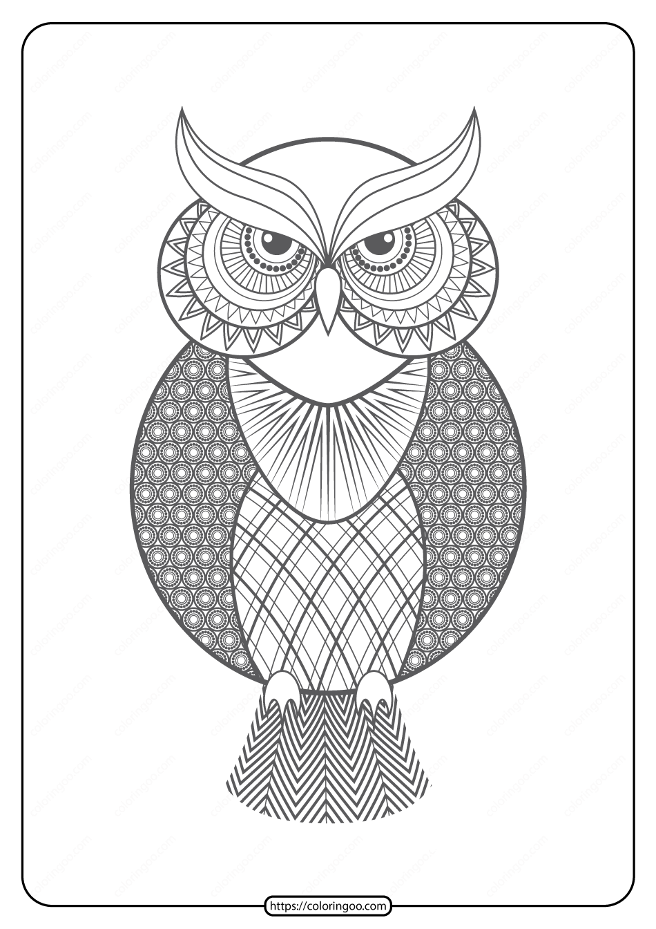 Free Printable Owl Pdf Animals Coloring Page 015