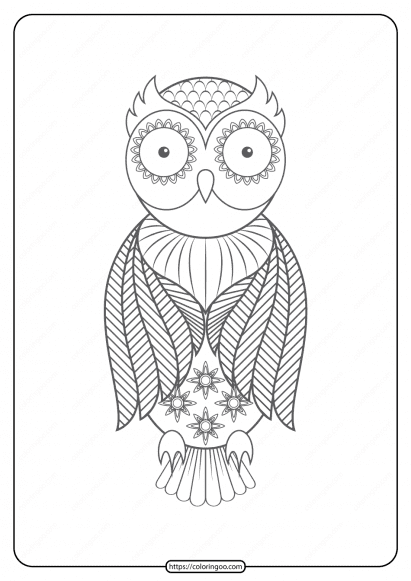 Free Printable Owl Pdf Animals Coloring Page 016