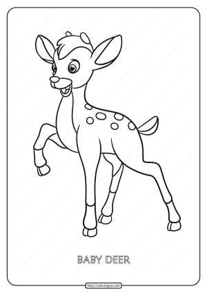 free printable baby deer pdf coloring page