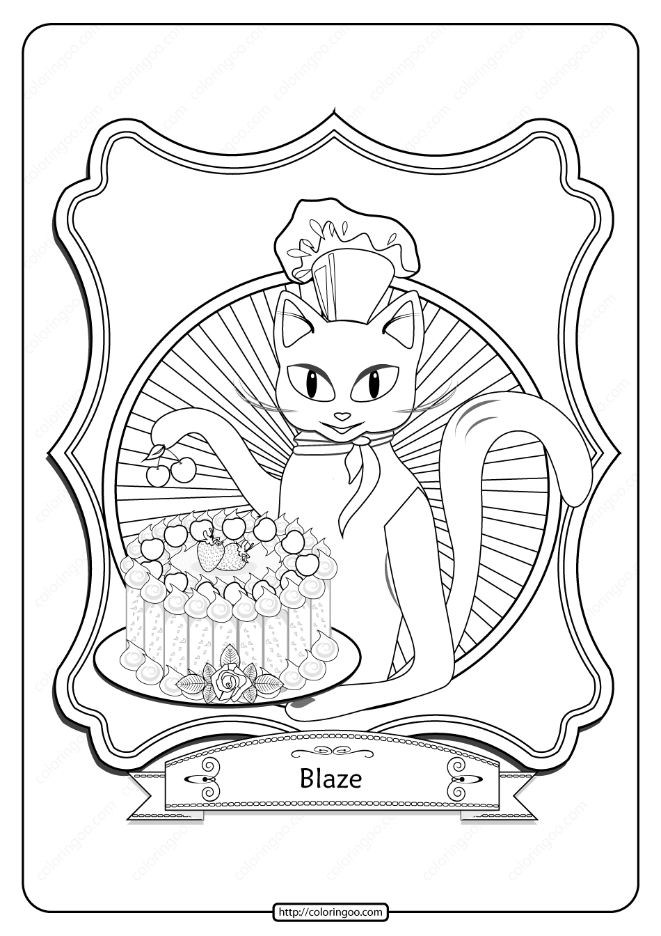 free printable baking cat pdf coloring page