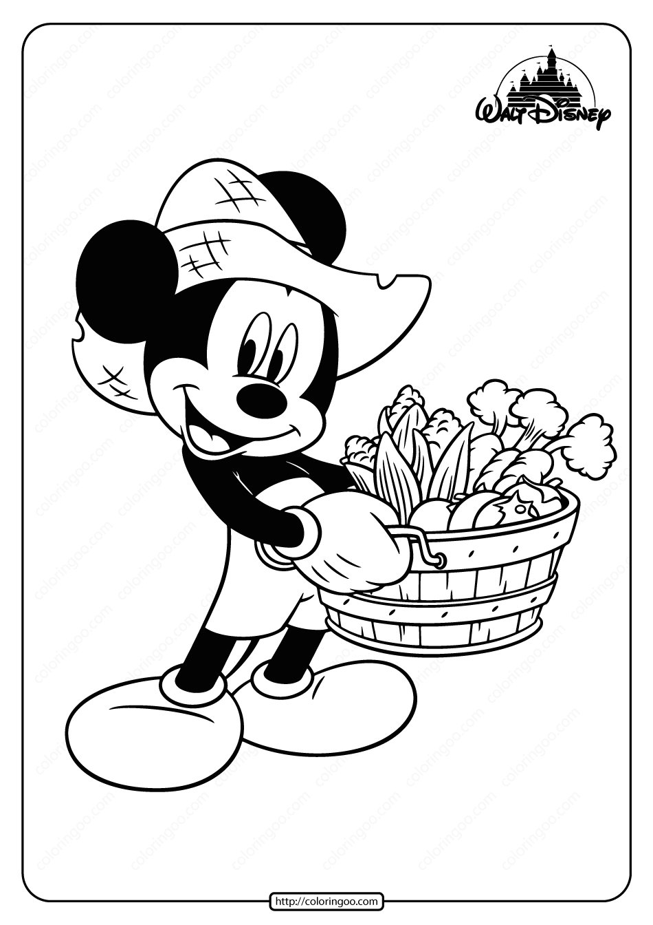 free printable farmer mickey mouse coloring page