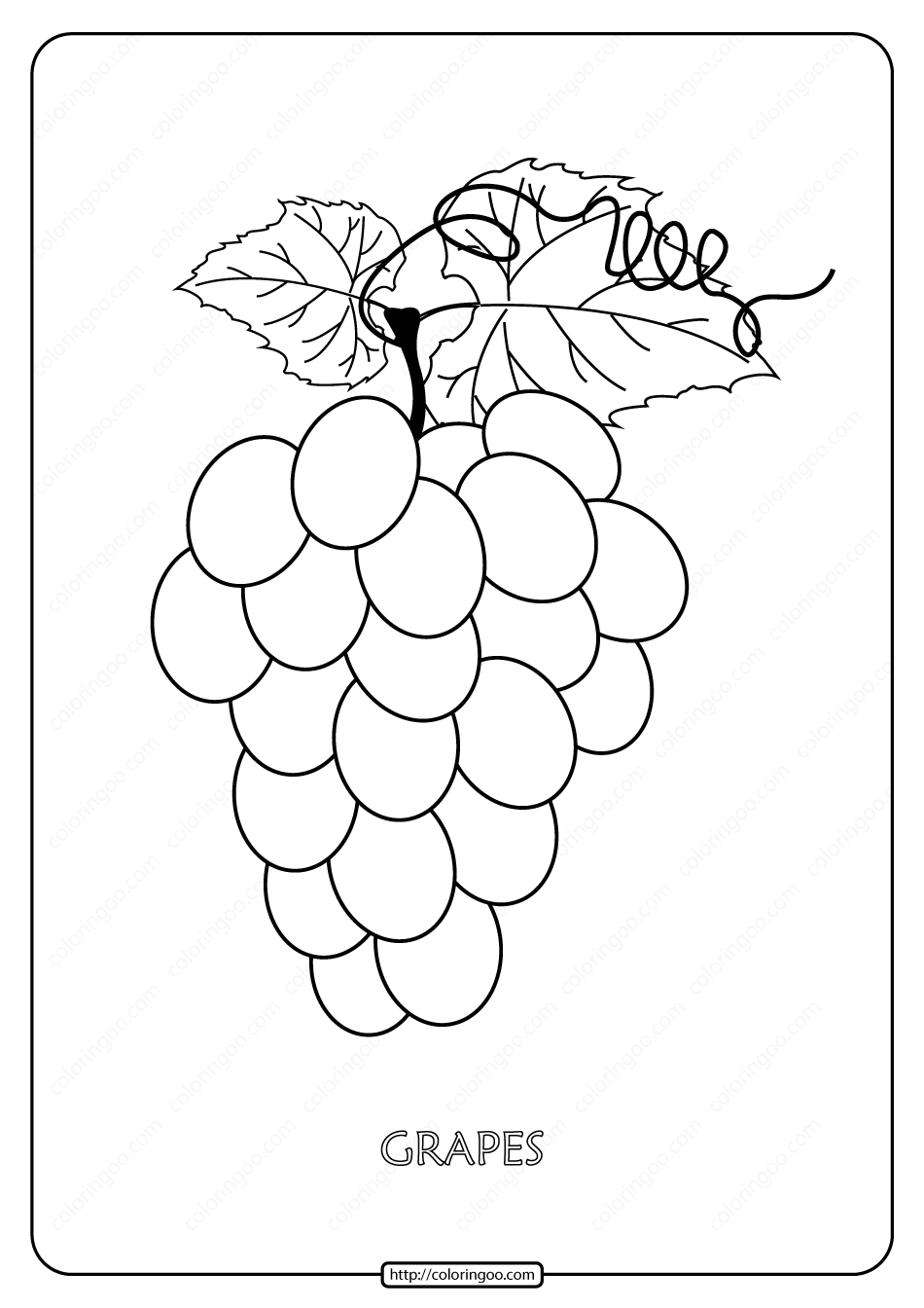 free printable grapes pdf coloring page