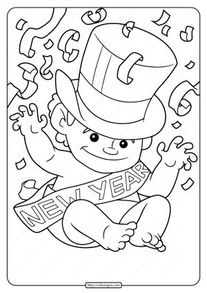 free printable new year baby coloring page