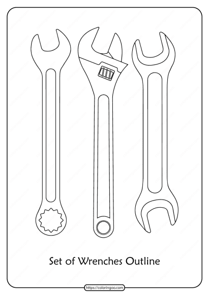 free printable set of wrenches pdf outline icons