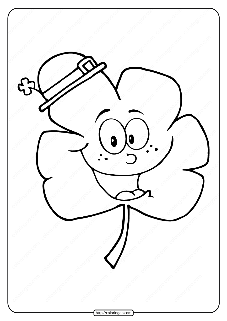 free printable smiling clover pdf coloring page