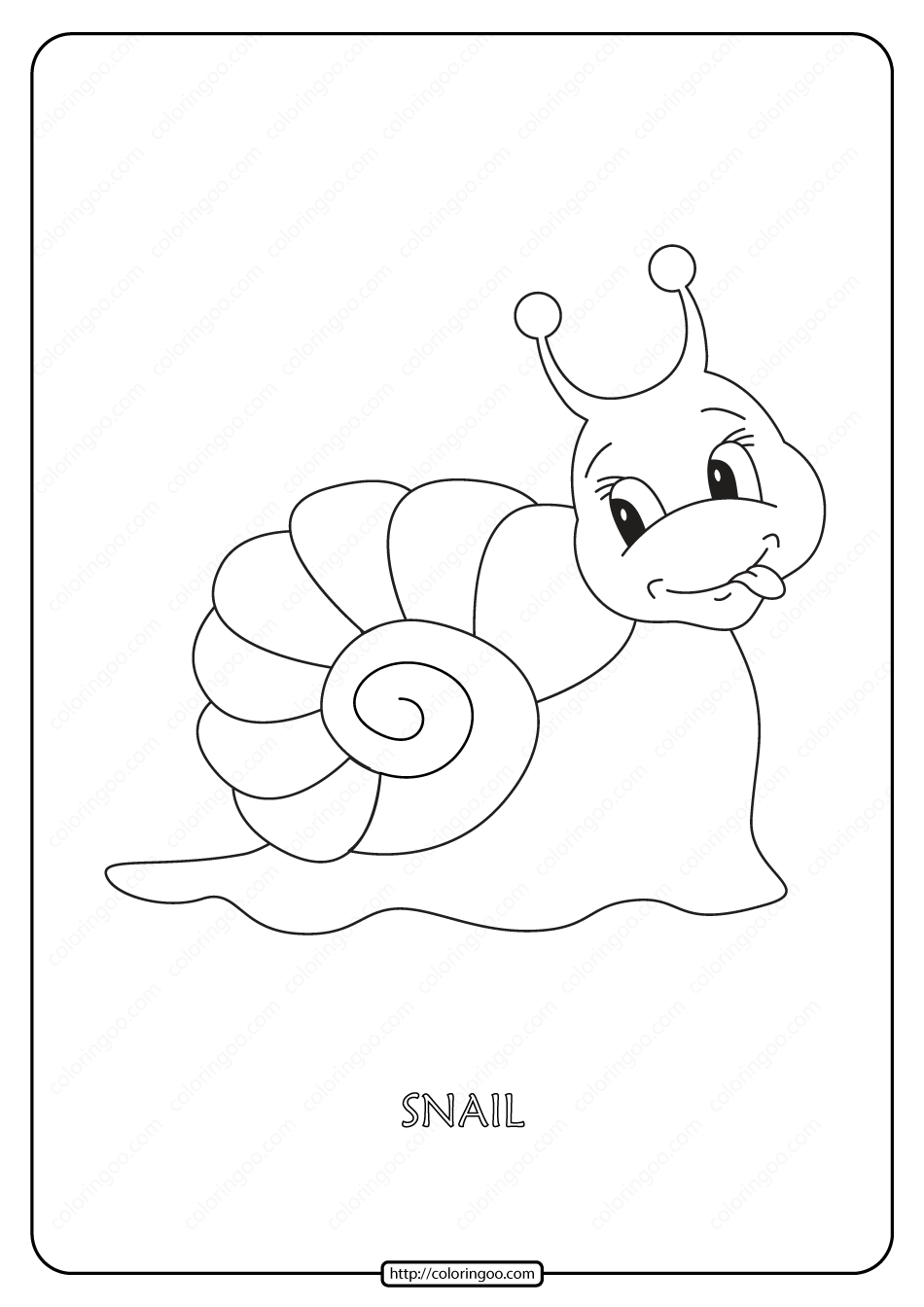 free printable snail pdf coloring page