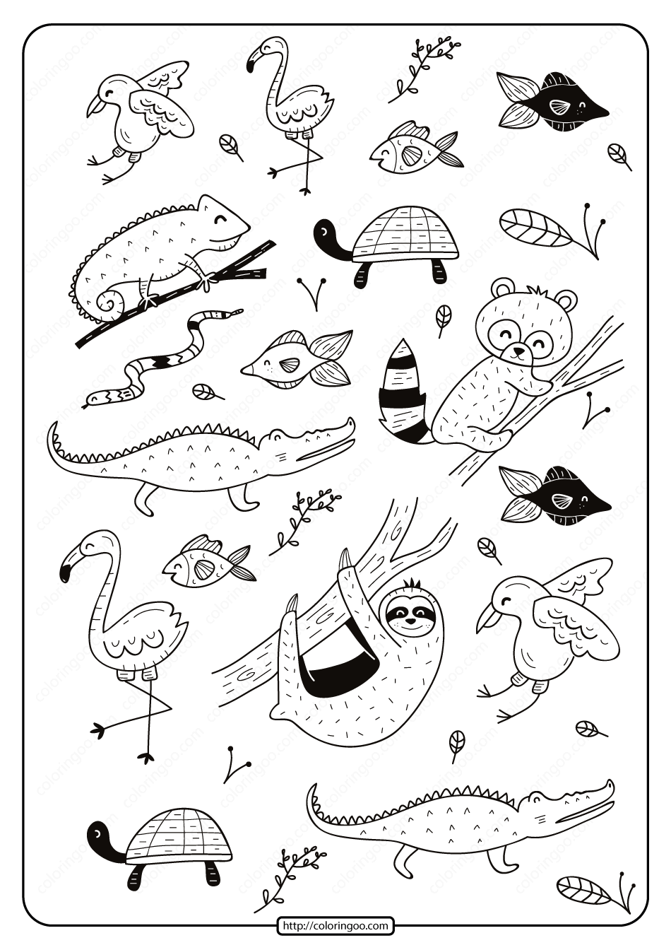 free printable tropical animals coloring pages
