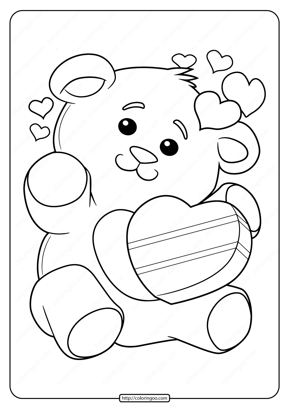 free printable valentines day bear coloring page