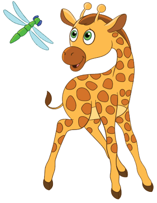 Printable Giraffe and Dragonfly Pdf Coloring Page