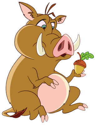 Printable Pig with an Acorn Pdf Coloring Page