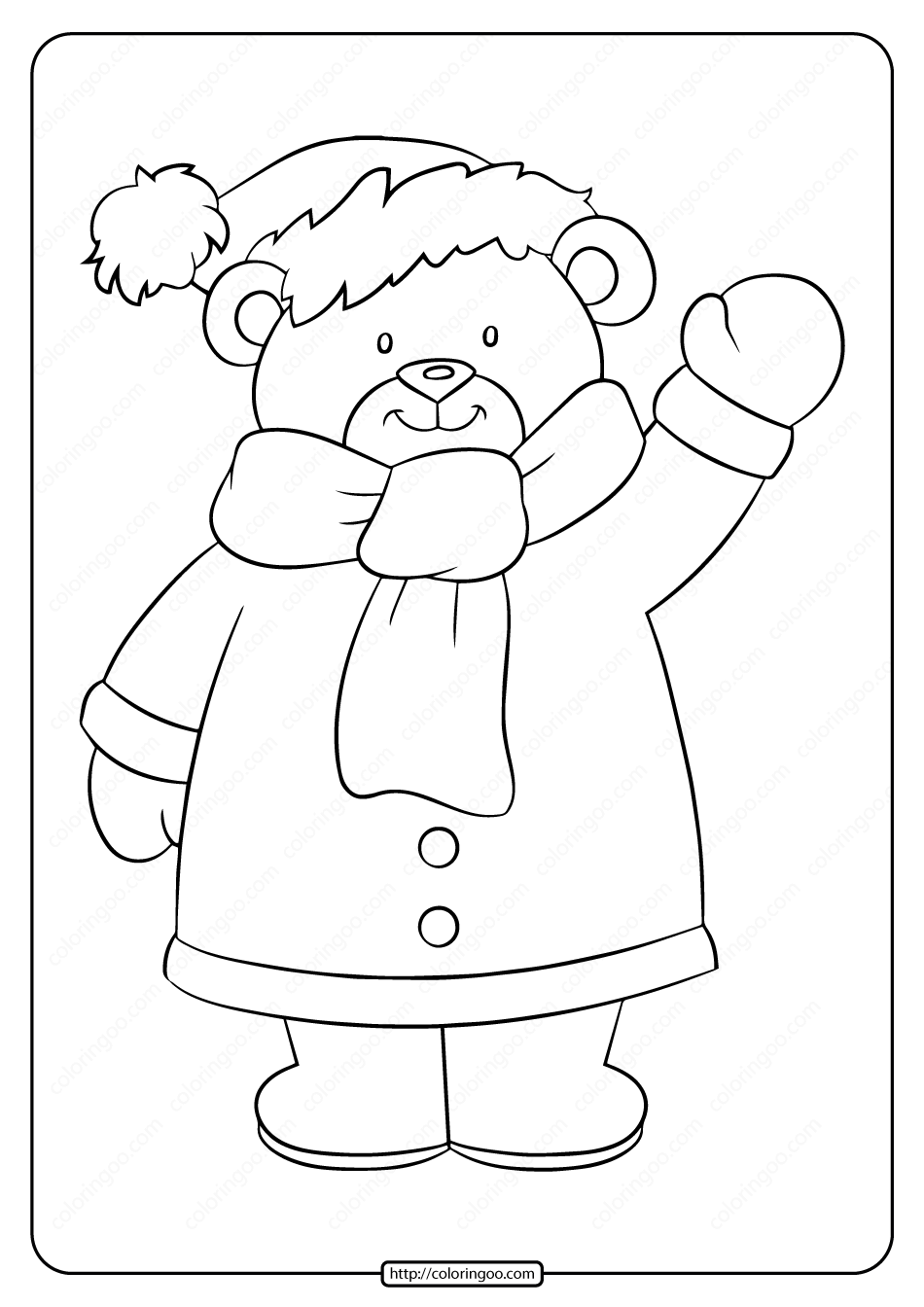 printable a cute little teddy bear pdf coloring page