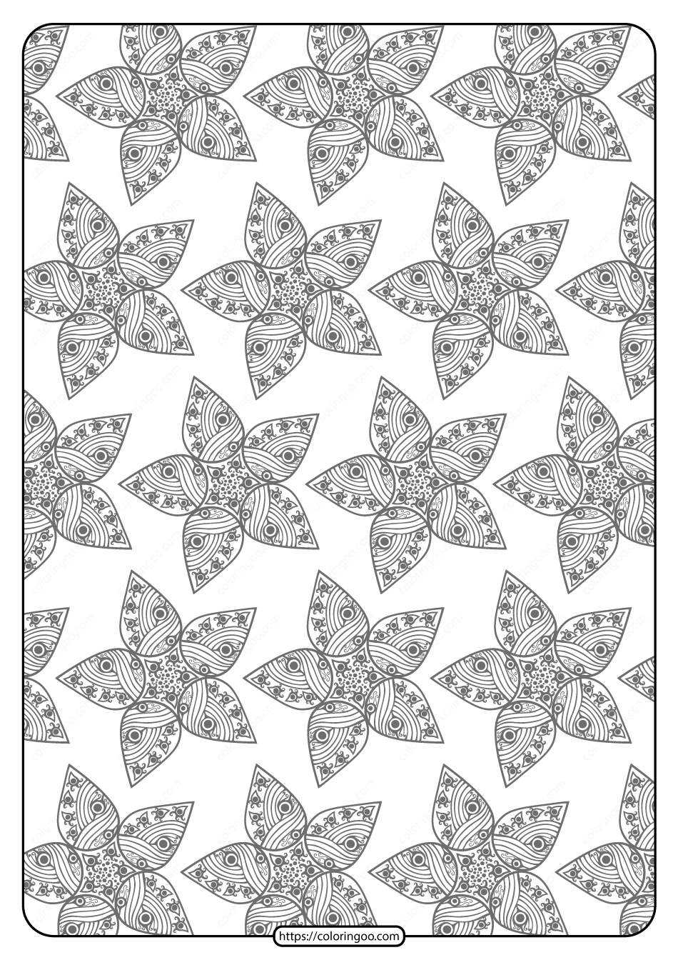 printable flower geometric pattern coloring page 03