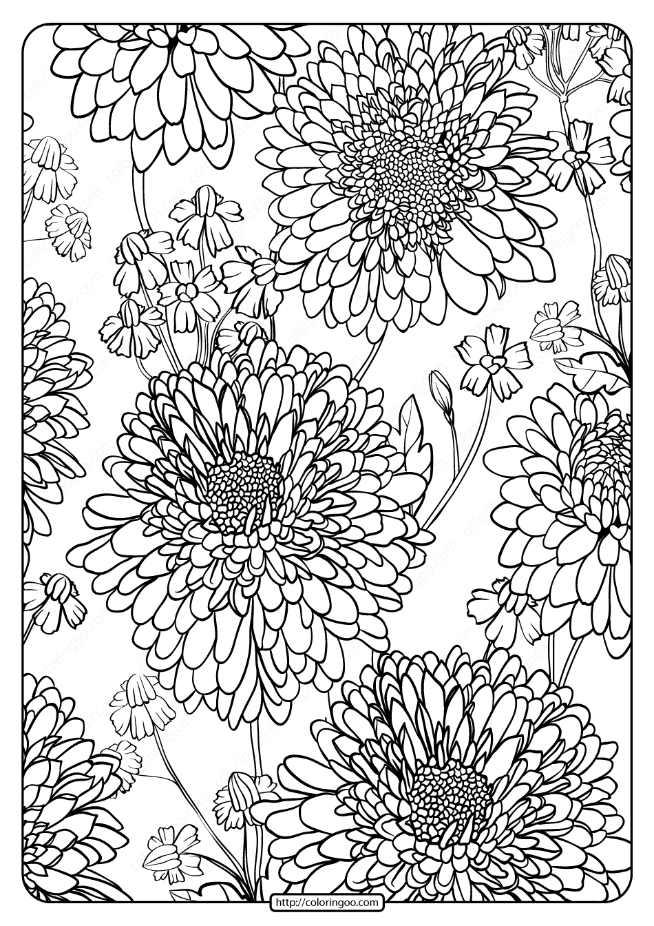 printable flower pattern coloring page 01