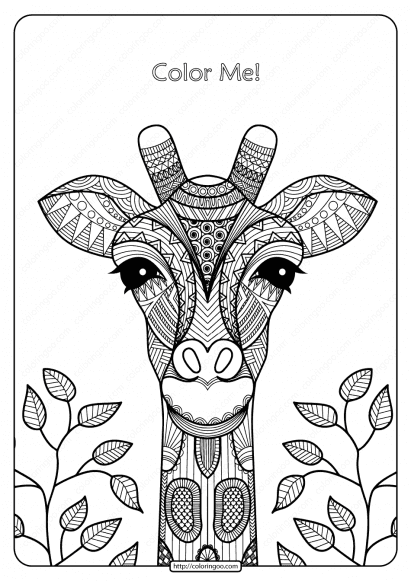 printable giraffe mandala pdf coloring page