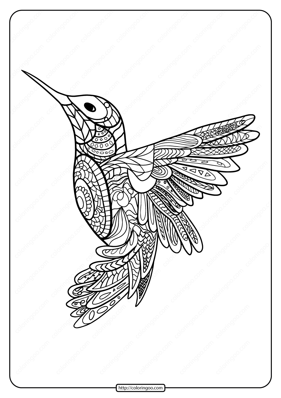 printable hummingbird mandala pdf coloring page