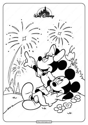 printable mickey minnie mouse fireworks coloring