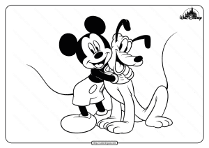 printable mickey mouse and pluto coloring page