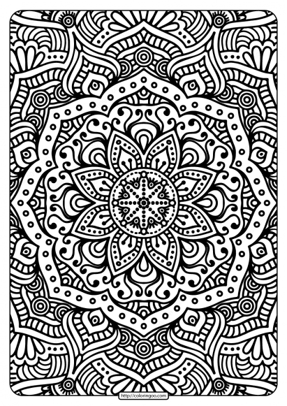 printable ornament indian flower mandala coloring page
