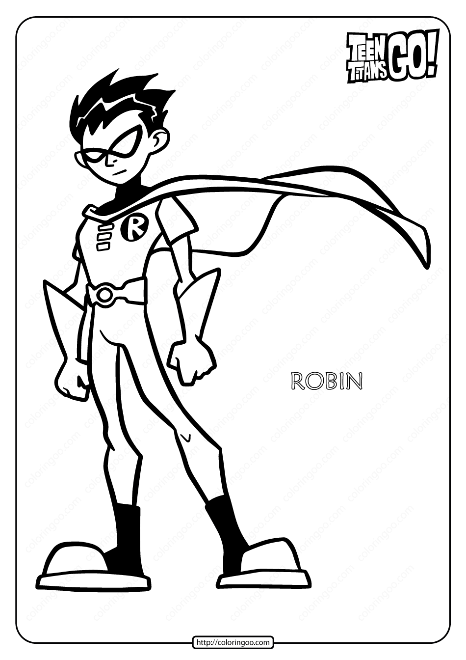 printable teen titans go robin pdf coloring pages