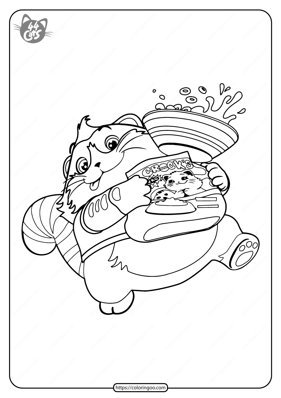 free printable 44 cats meatball pdf coloring page