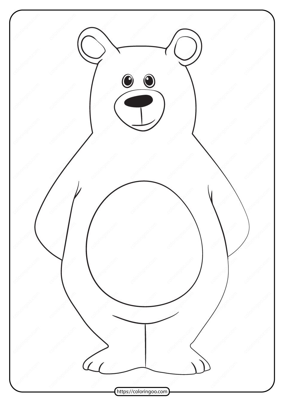 free printable animals bear pdf coloring page