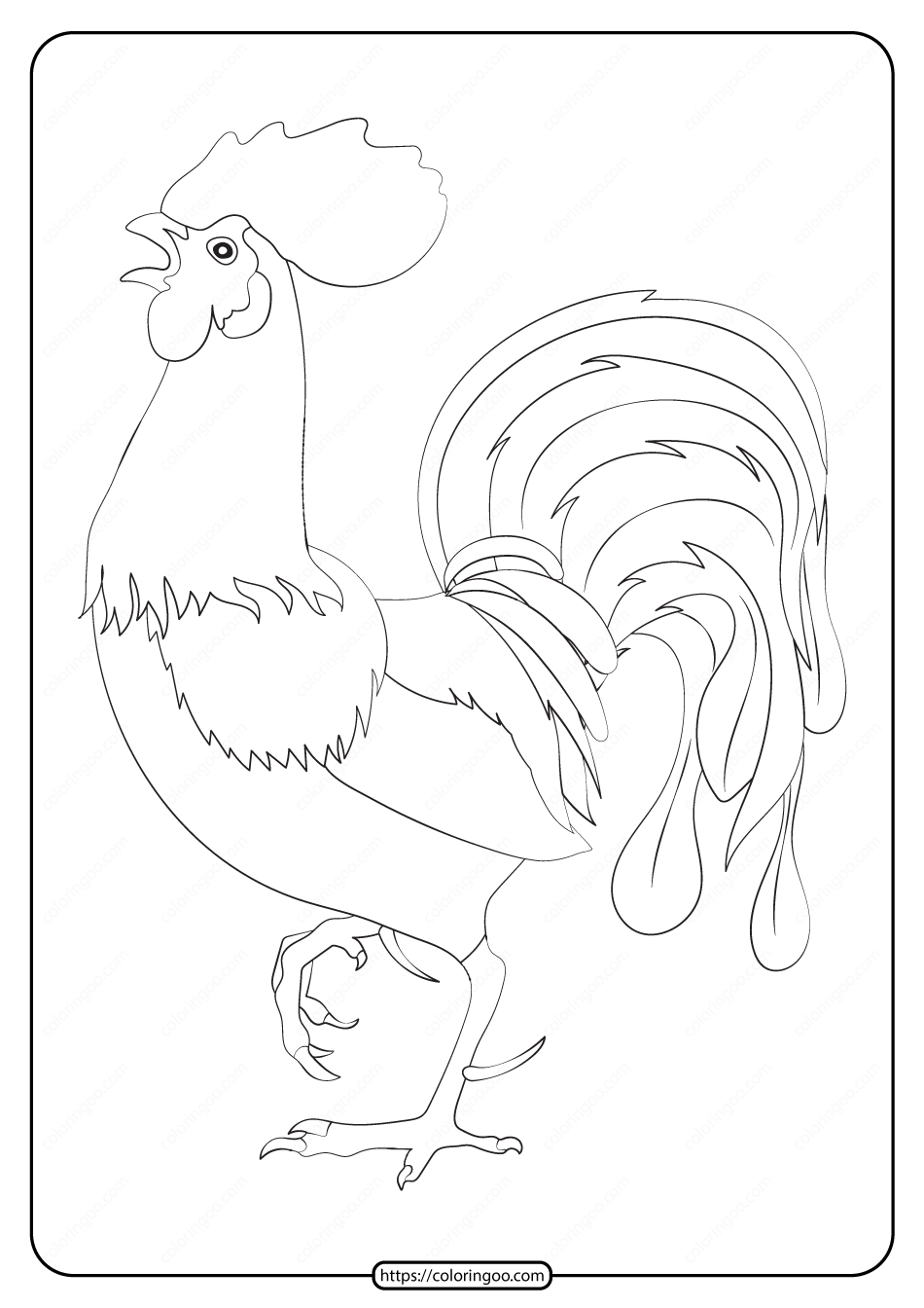 free printable animals cock pdf coloring page