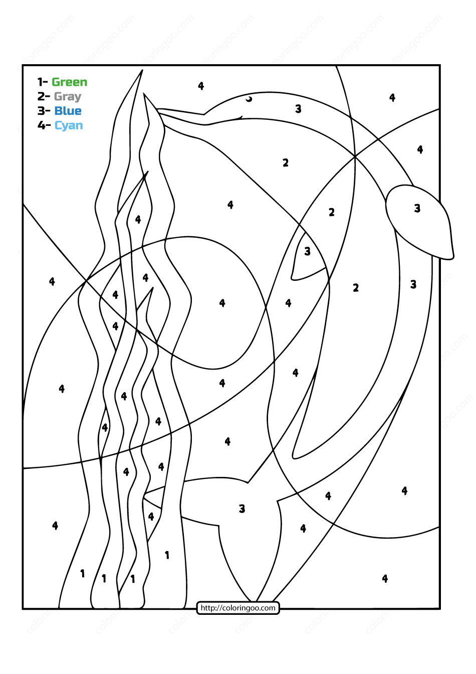 free printable color by number ocean dolphin 03