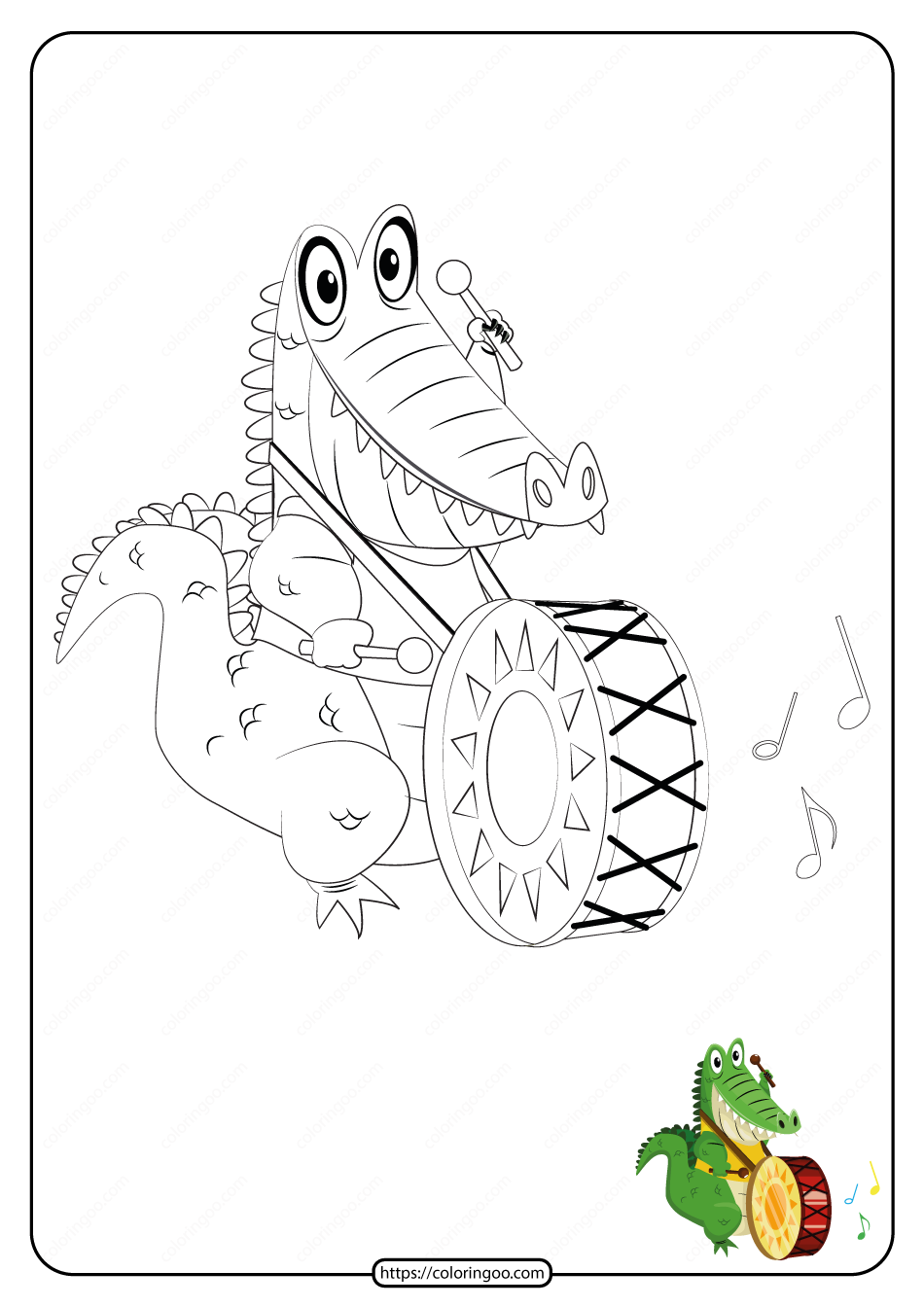 free printable crocodile pdf coloring page