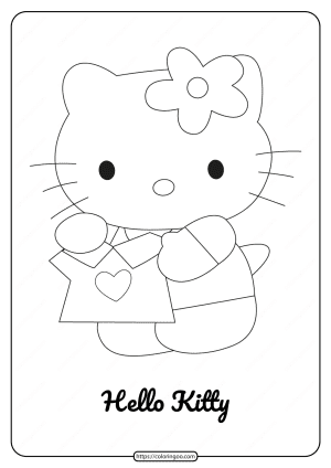 free printable cute hello kitty coloring page