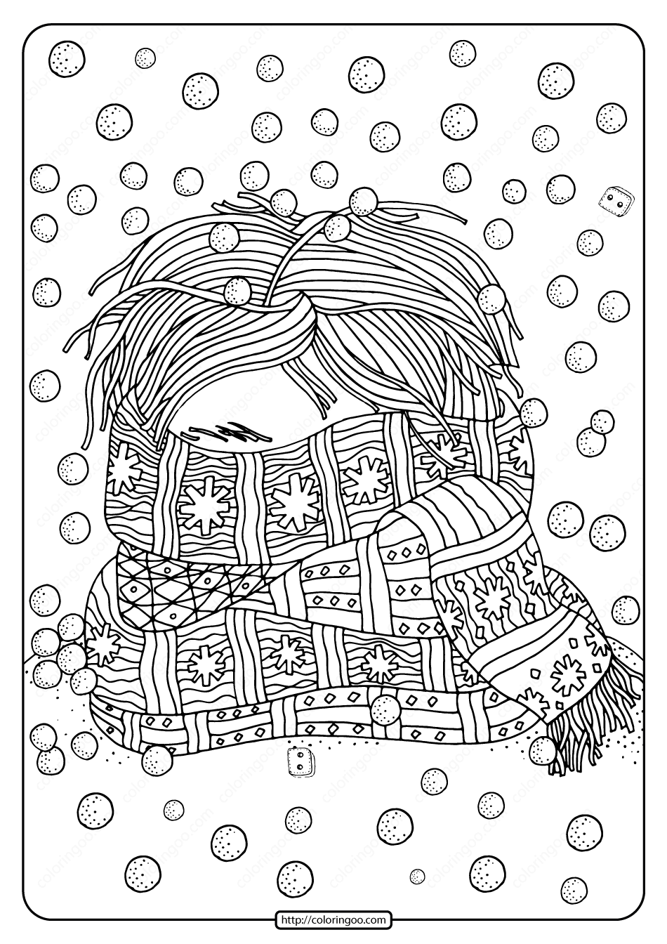 free printable face covered by scarf coloring page