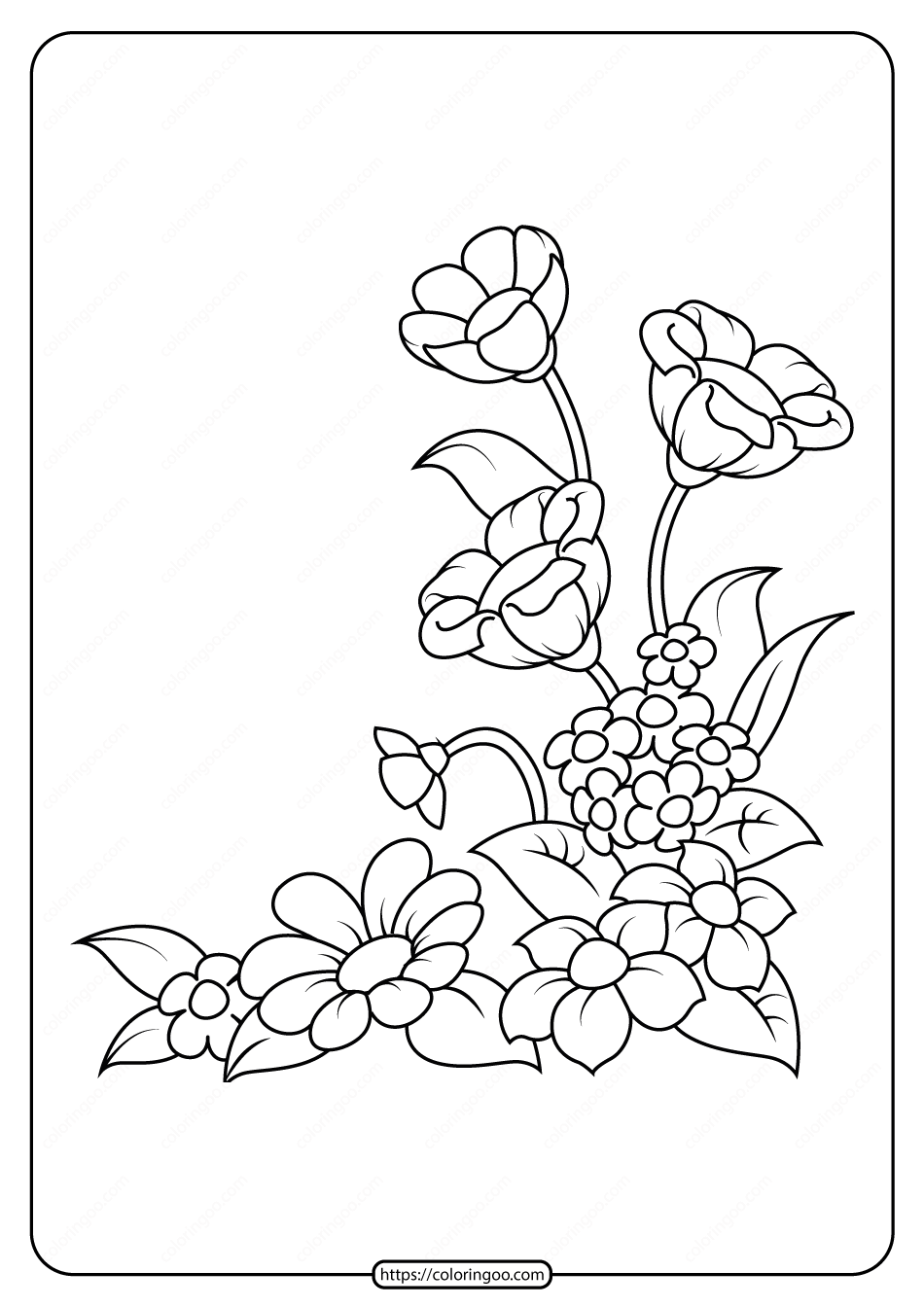 free printable flowers pdf coloring pages 07