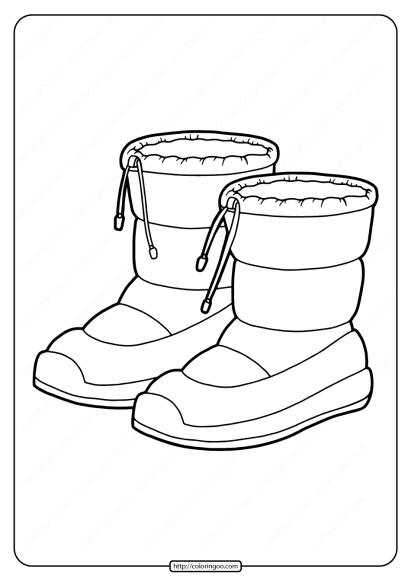 free printable snow boots pdf coloring page