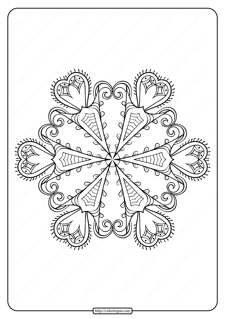 free printable snowflake pdf coloring page 05