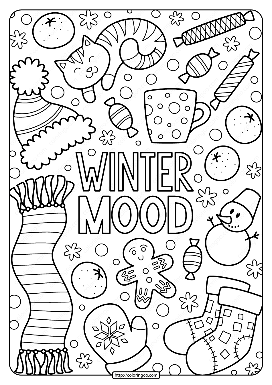 free printable winter mood pdf coloring page