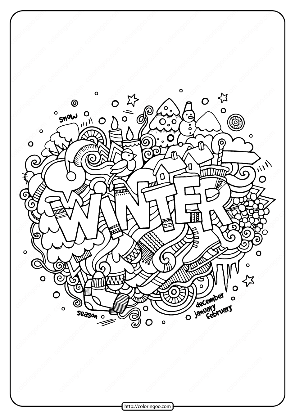 free printable winter pdf coloring page