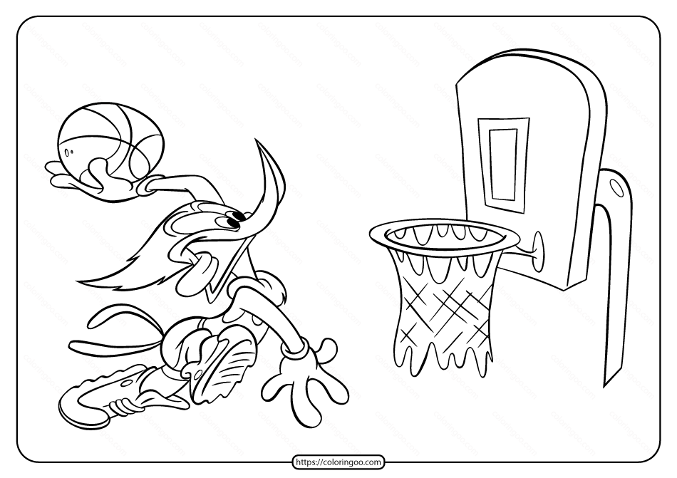 Basketball Player Woody Woodpecker Coloring Page