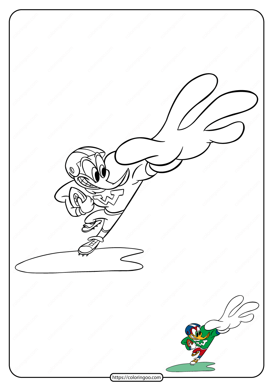 Woody Woodpecker Plays American Football Coloring Page