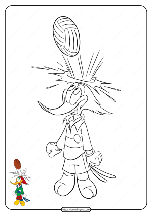 Woody Woodpecker Playing Football Coloring Pages