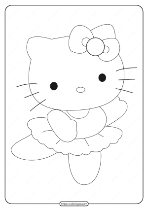 printable ballerina hello kitty coloring page