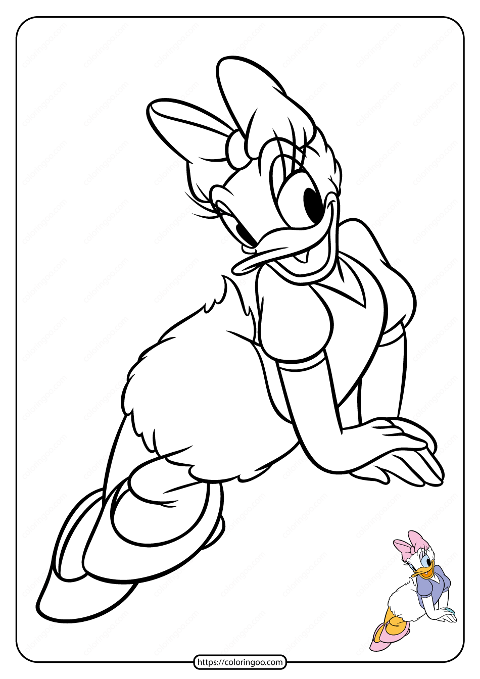 printable daisy duck pdf coloring page 12