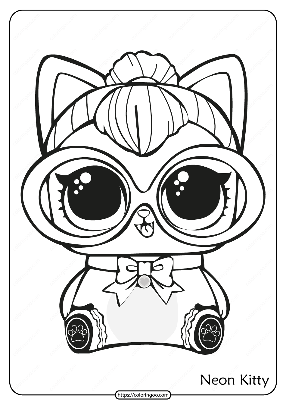 printable lol doll surprise neon kitty coloring page