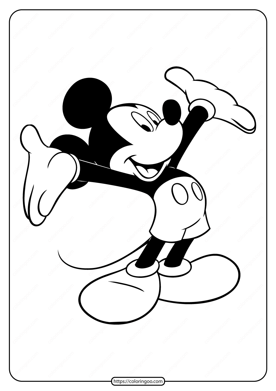 printable mickey mouse embrace coloring page
