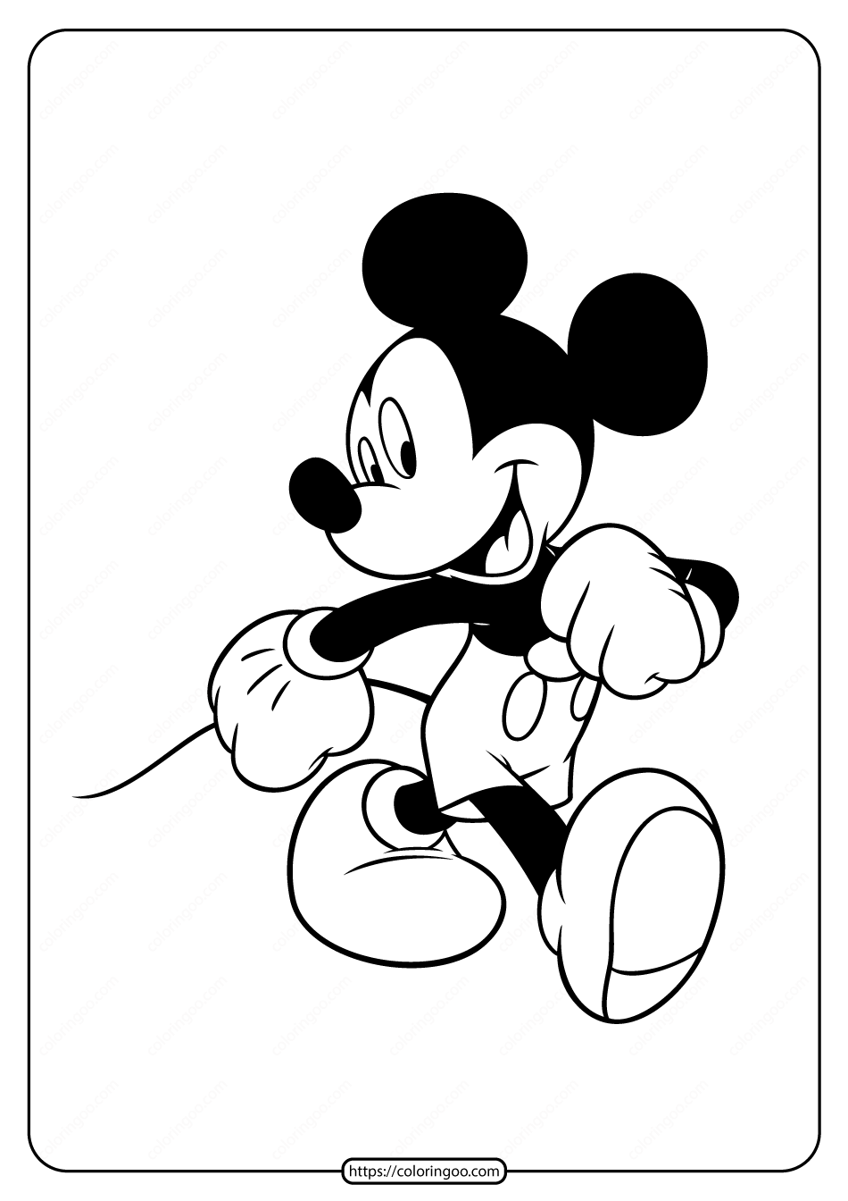 printable mickey mouse walking coloring page